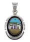 Sterling Silver Native American Village Or Pueblo Design Multicolor Pendant MX64924